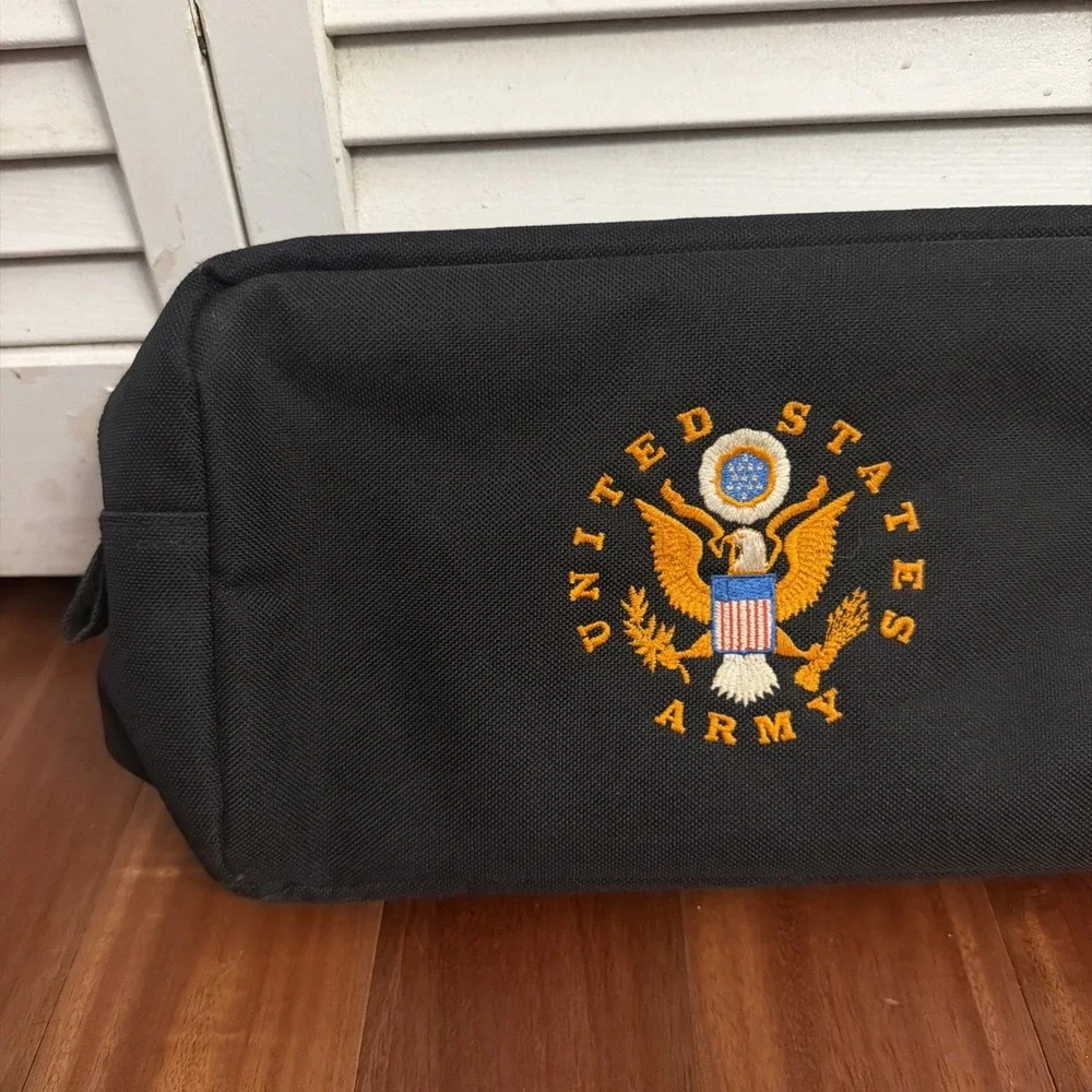 United States Army Hand Gun Bag Soft Case Black Nylon Embroidered Zipped Pocket